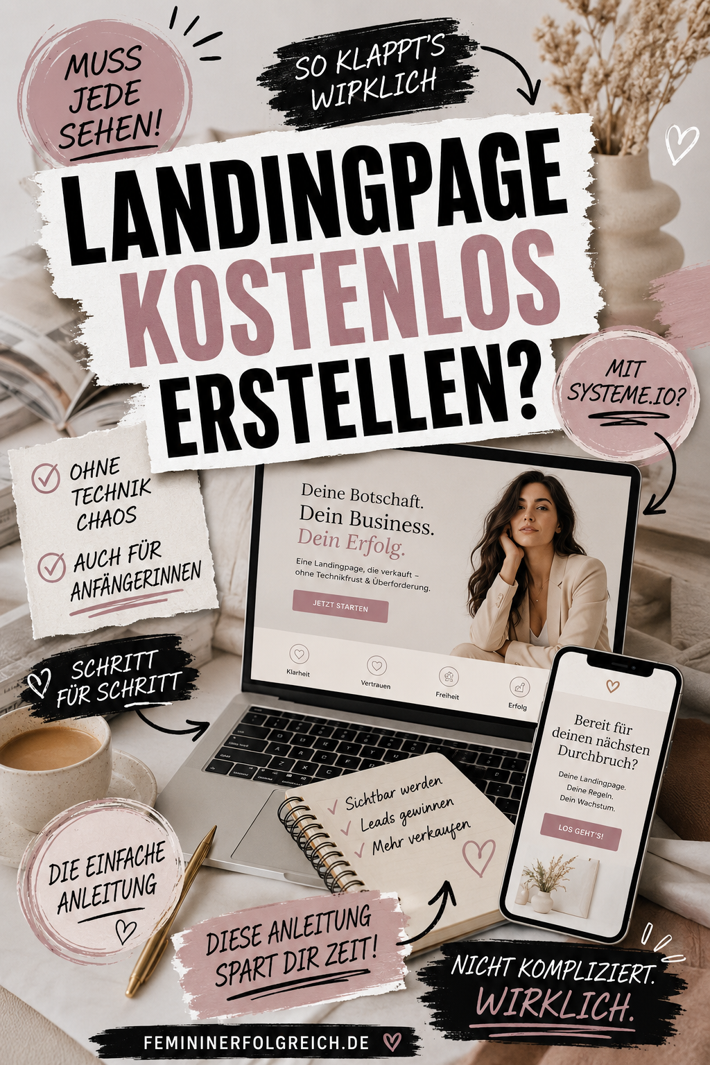 Landing Page kostenlos erstellen mit Systeme.io. Erfahre Schritt für Schritt, wie du ohne Technikstress eine professionelle Seite aufbaust, Leads gewinnst und mehr verkaufst. Perfekt für Anfängerinnen. Jetzt Blogartikel lesen und direkt starten.