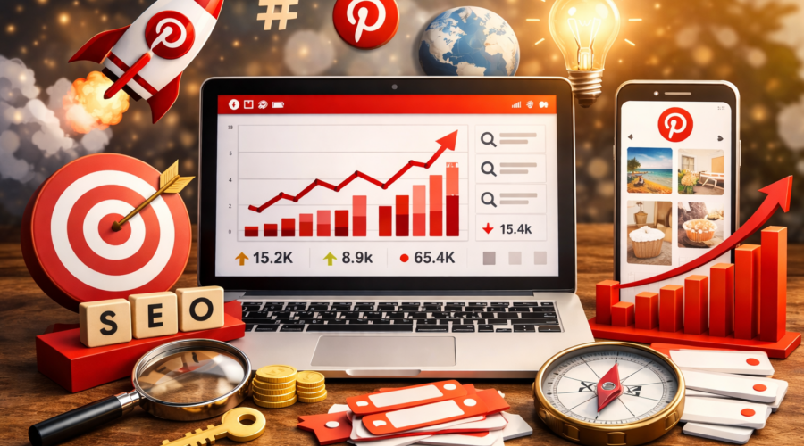 Pinterest SEO 2026 zeigt dir, wie du die richtigen Keywords für Pinterest und Google findest, mehr Klicks auf deinen Blog holst und deine Inhalte gezielt sichtbarer machst.