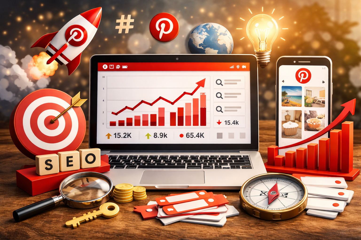 Pinterest SEO 2026 zeigt dir, wie du die richtigen Keywords für Pinterest und Google findest, mehr Klicks auf deinen Blog holst und deine Inhalte gezielt sichtbarer machst.