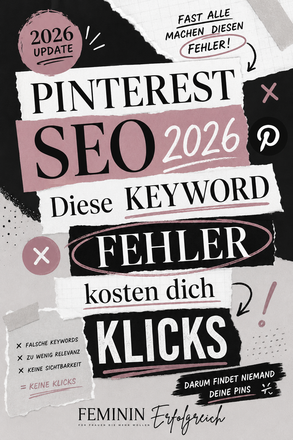 Pinterest SEO 2026 Diese Keyword Fehler kosten dich Reichweite und Klicks. Erfahre, wie du Pinterest Keywords findest, deine Pinterest Reichweite steigerst und mit Pinterest Marketing mehr Blog Traffic bekommst. Schluss mit unsichtbaren Pins. Jetzt lesen!